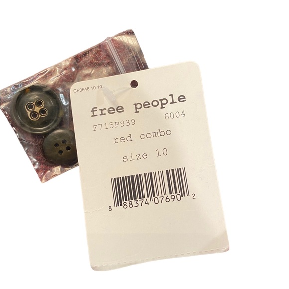 NWT Free People Red Combo Plaid Pants - Picture 7 of 9